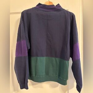 Vintage Colorblock Sweater - Navy, Green, and Purple